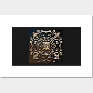 Cross Emblem Design Scroll Pattern Graphic Posters and Art